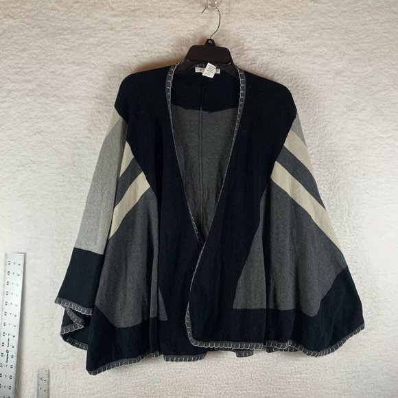 Cabi Poncho Sweater Women's One Size Black Gray‎ 100% Cotton Classic Knit 8543 - Picture 1 of 5